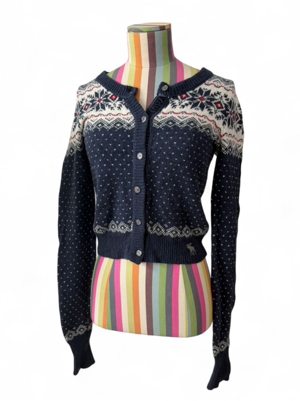 Abercrombie & Fitch Cozy Fair Isle Button Up Cardigan Sweater